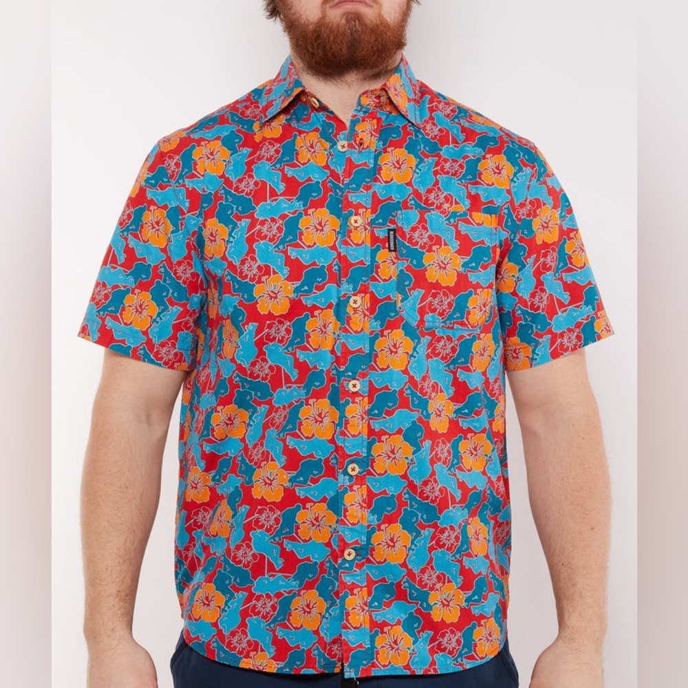 Gongshow Petal To The Metal Short Sleeve Button Down Sz L